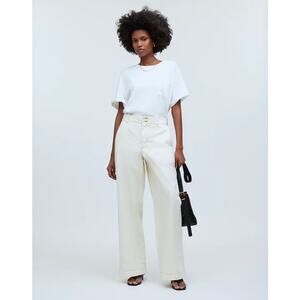 Madewell Sailor Button-Tab Wide-Legs Pants in Antique Cream Size 6